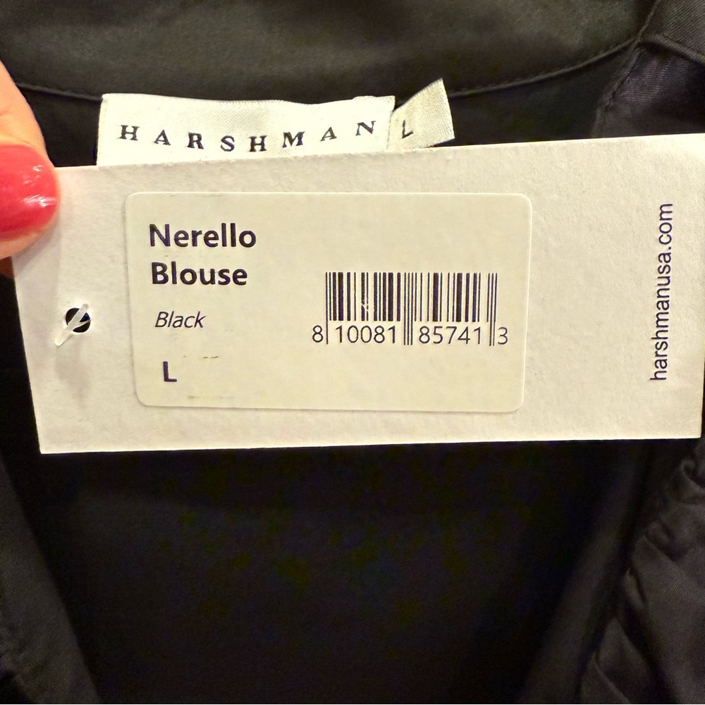 Harshman Nerello Women's Ruched Scoop-Neck Cotton Blouse sz L - Picture 4 of 8
